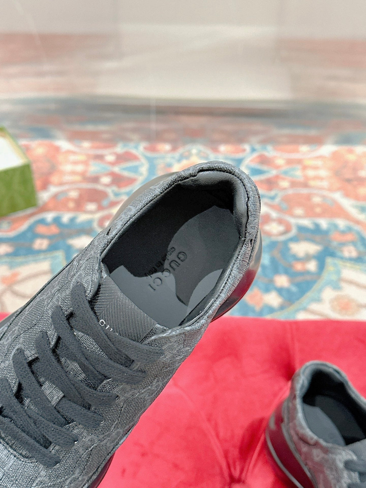 GG RHYTON TRAINER CHARCOAL CALFSKIN