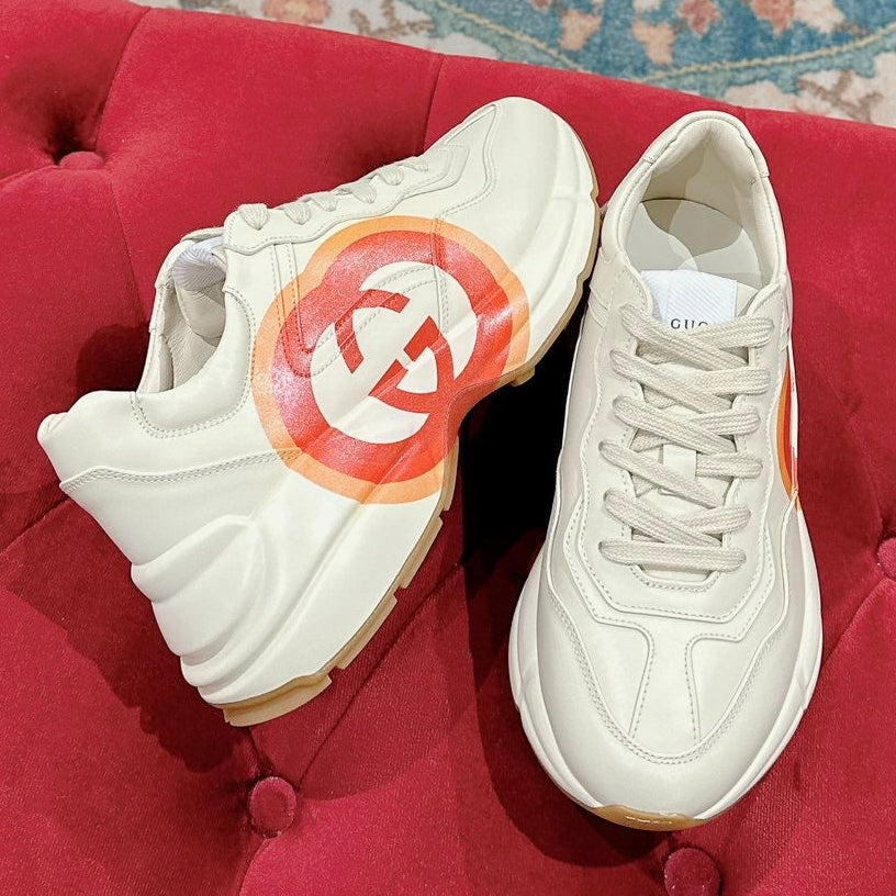 Gucci 2026 Rhyton Interlocking G Sneakers Ivory Cowhide 988878