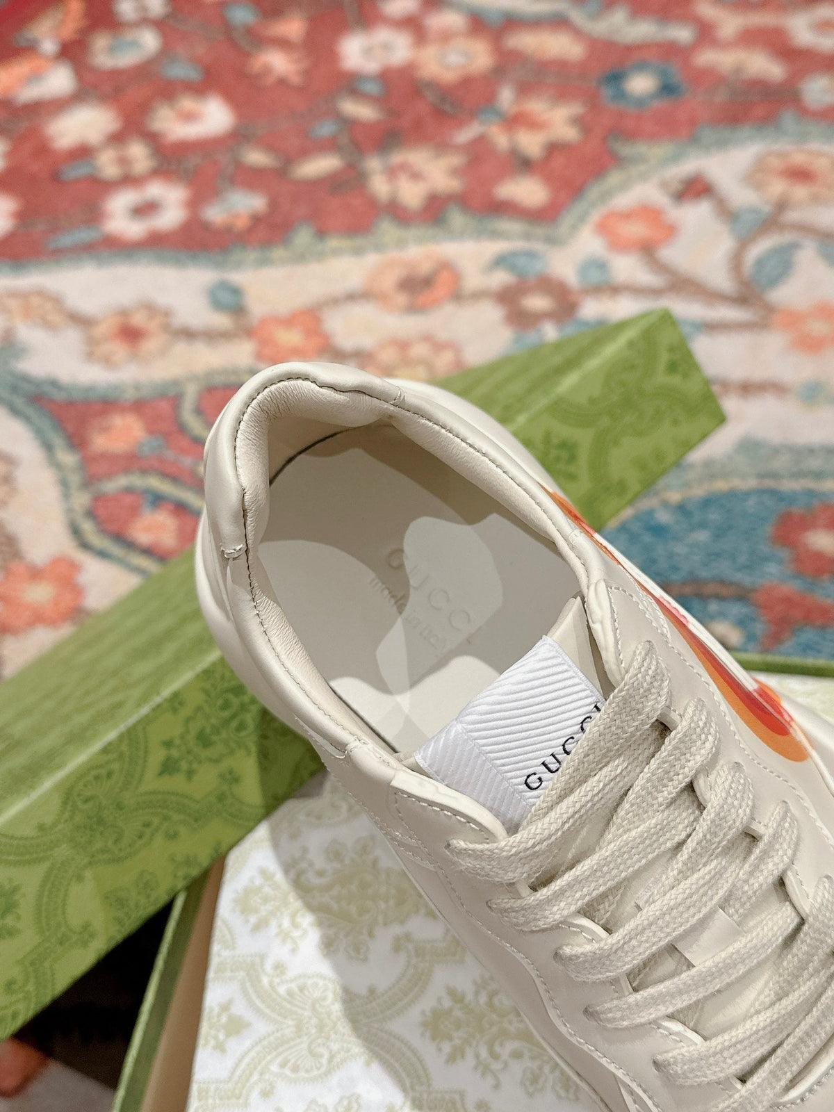 Gucci 2026 Rhyton Interlocking G Sneakers Ivory Cowhide 988878