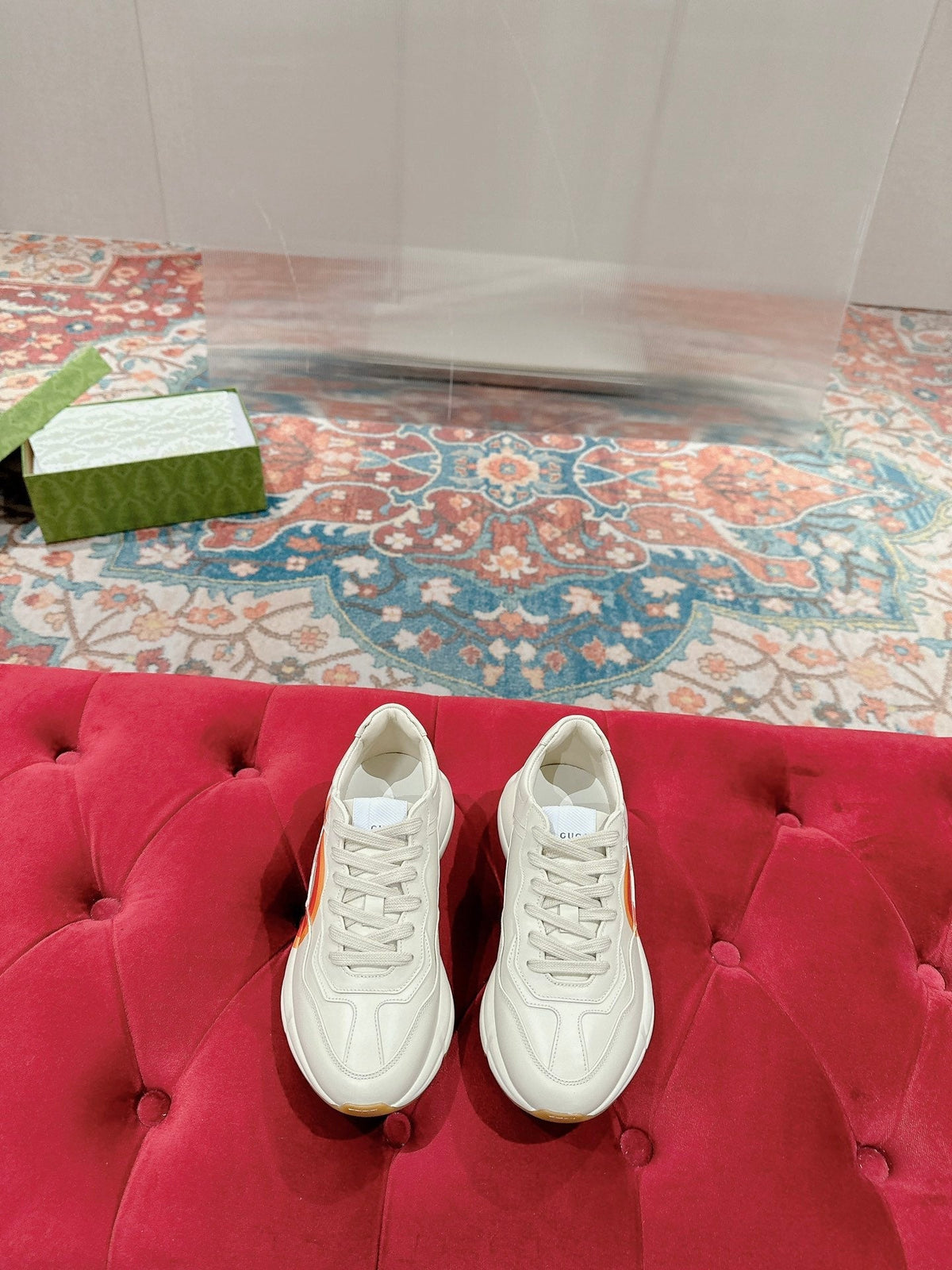 Gucci 2026 Rhyton Interlocking G Sneakers Ivory Cowhide 988878