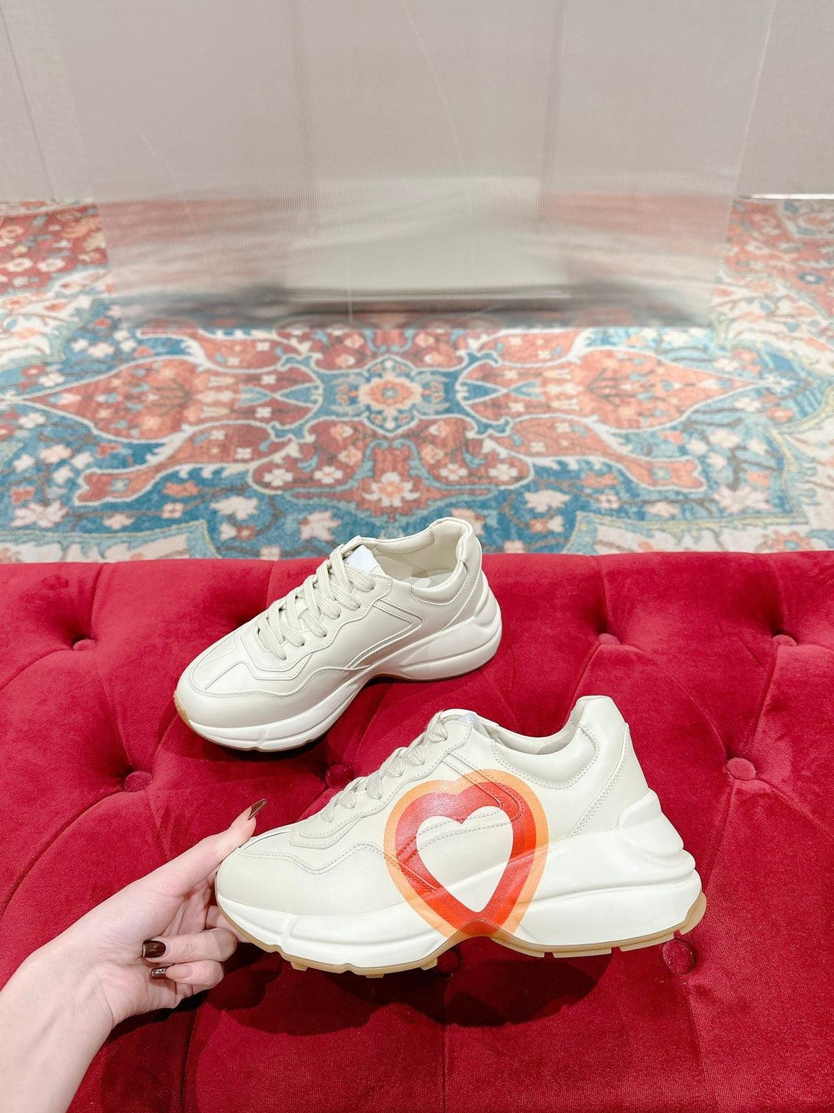 Gucci 2026 Rhyton Interlocking G Sneakers Ivory Cowhide 988878