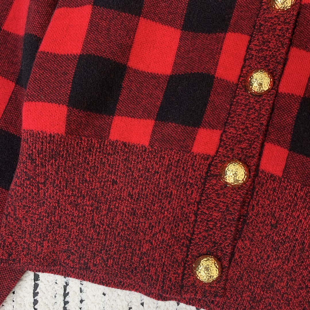 LV 25 Cardigan Red Black Wool Cashmere 301568