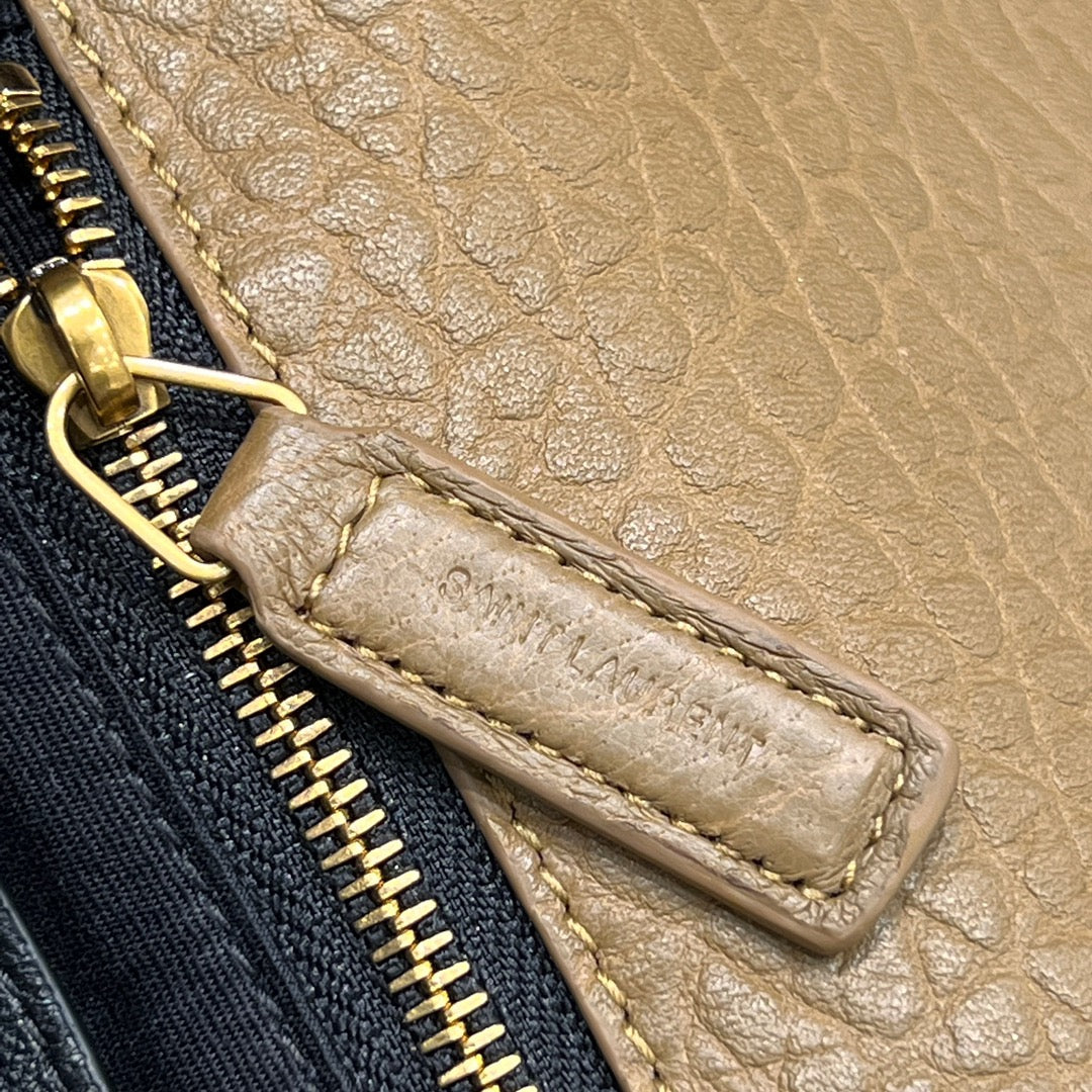YSL Handbag 28 Tan Brown Pattern Lambskin