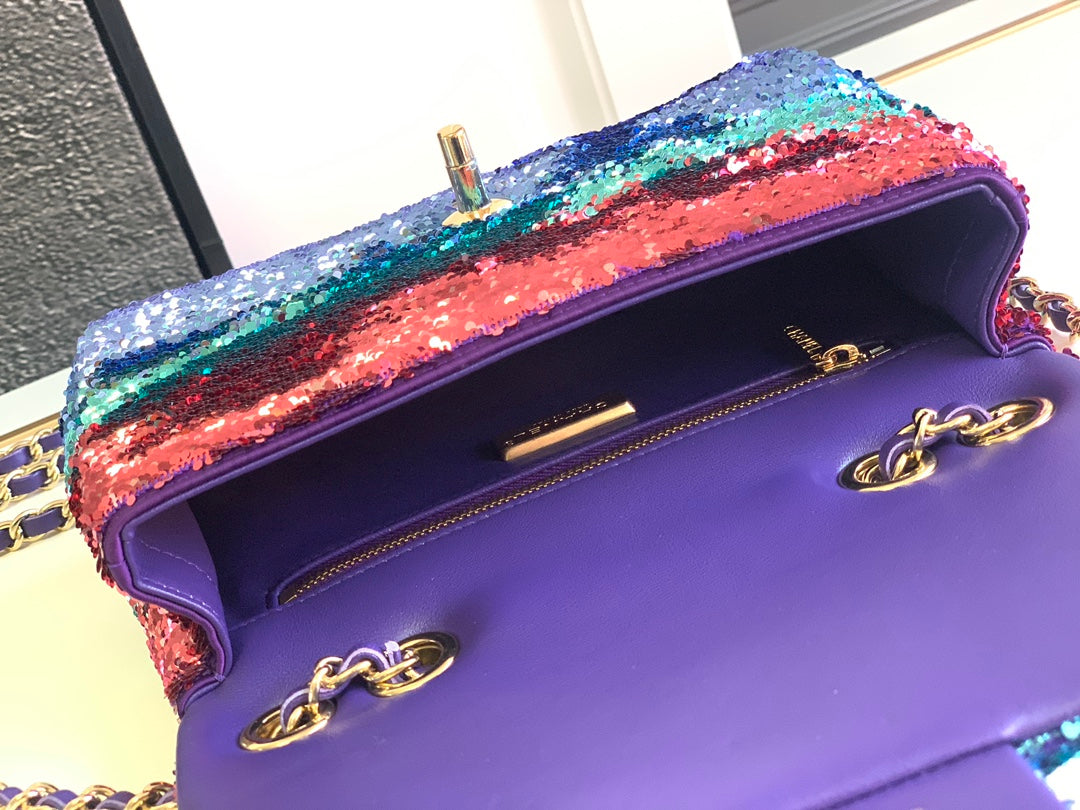 Flap Bag Mini 21cm Multicolor Sequin