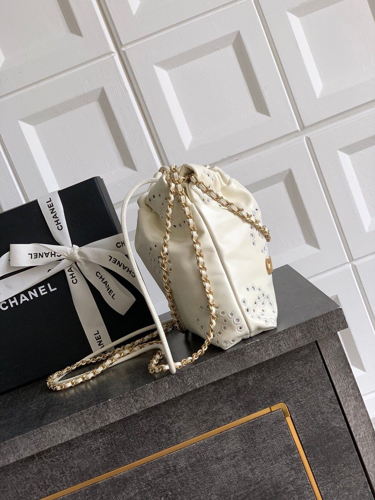 CC 25S Hobo Bag 18.5cm Cream Calfskin Gold Hardware