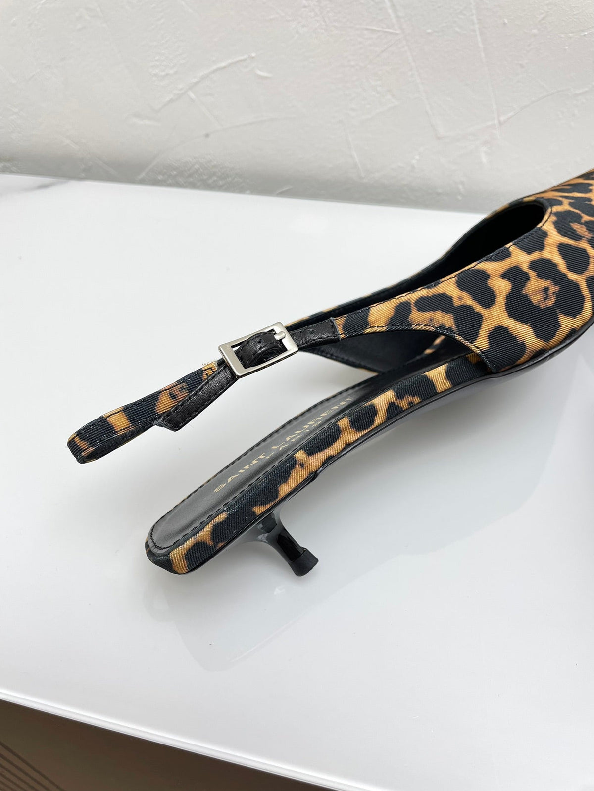 CHERISH SLINGBACK PUMPS 35 IN LEOPARD GROSGRAIN