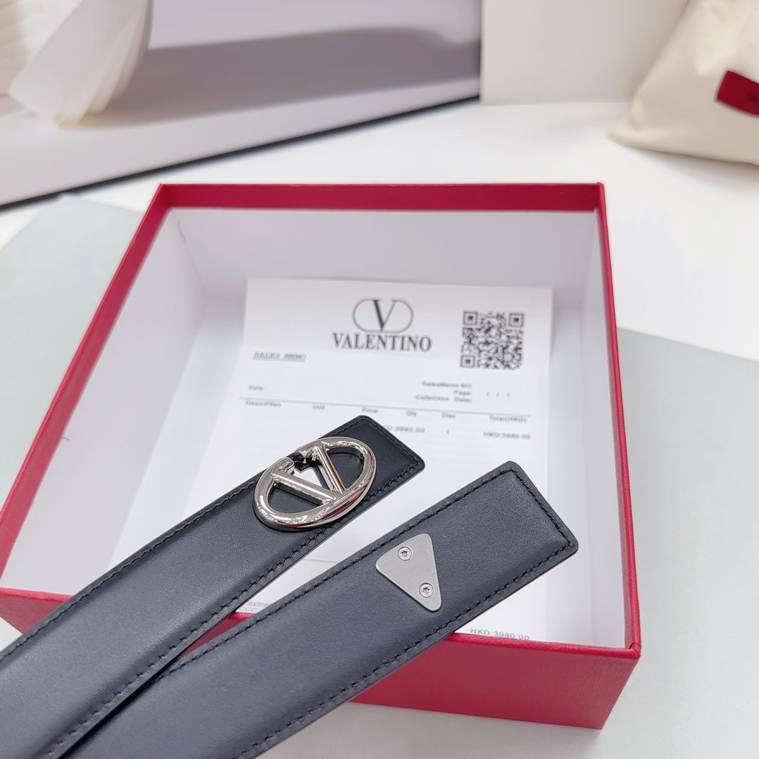 The Bold Edition Belt 30mm Black Calfskin Silver Buckle