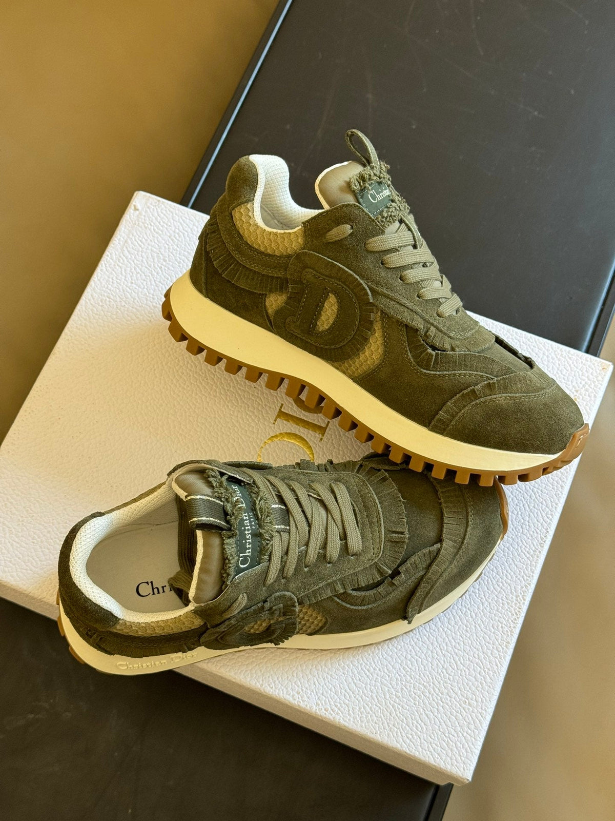 Cest CD Sneaker Dark Green Suede Calfskin and Mesh