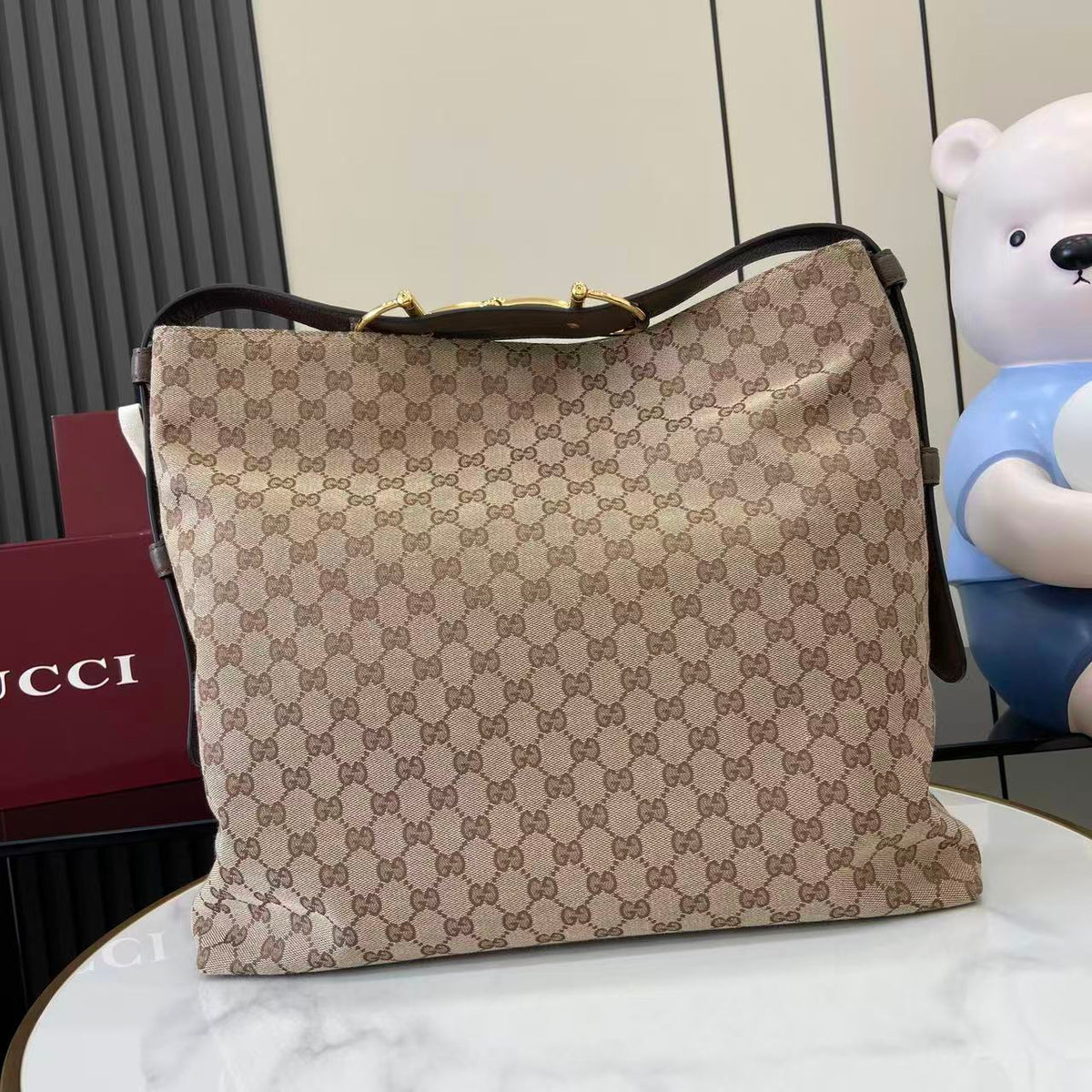 Gucci 25 Beatrix 40cm Handbag Beige mix Dark Brown Canvas Leather 292317