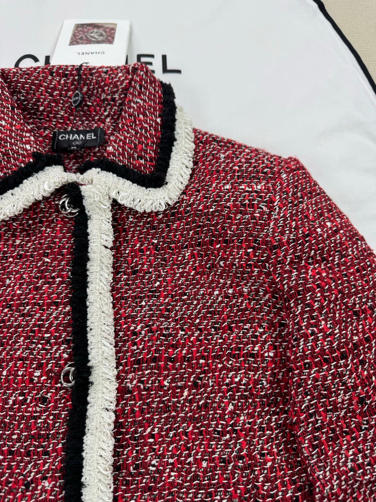 Chanel 2026 Cropped Jacket Red Tweed