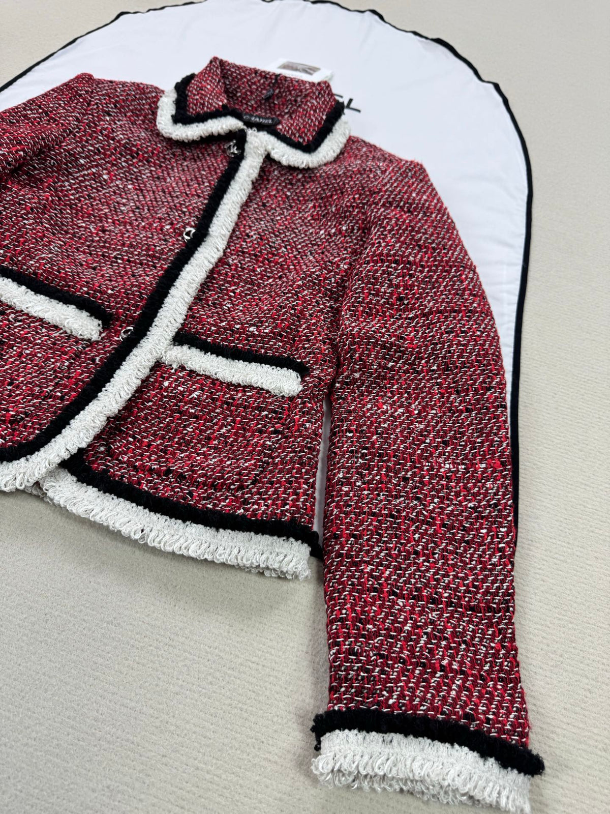 Chanel 2026 Cropped Jacket Red Tweed