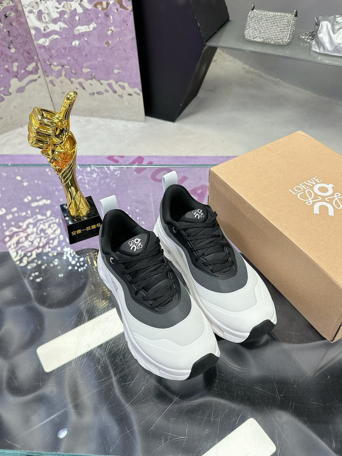 Loewe x Running Cloudtilt2.0 Sneaker White Black Calfskin