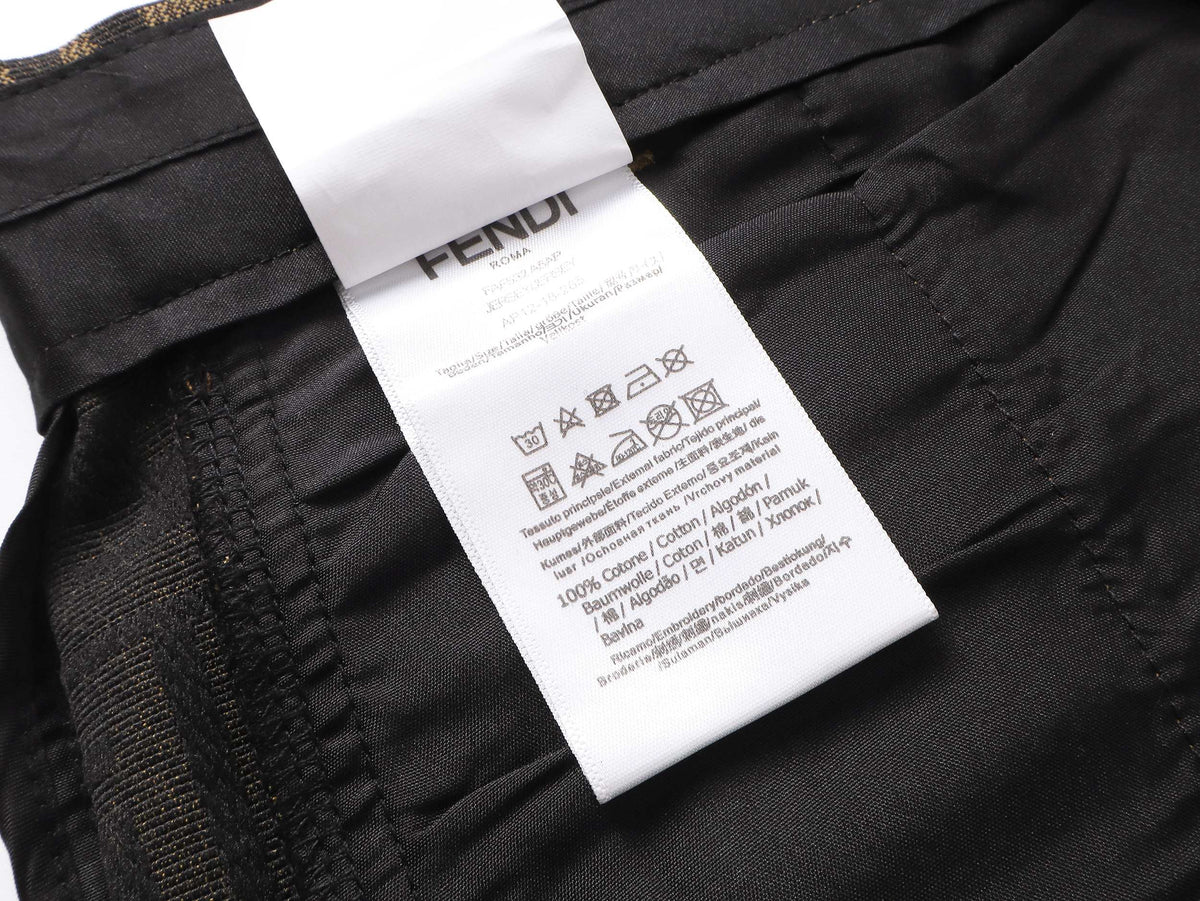 Fendi 2026 Men's Shorts Monogram Black Brown Jacquard Woven Fabric