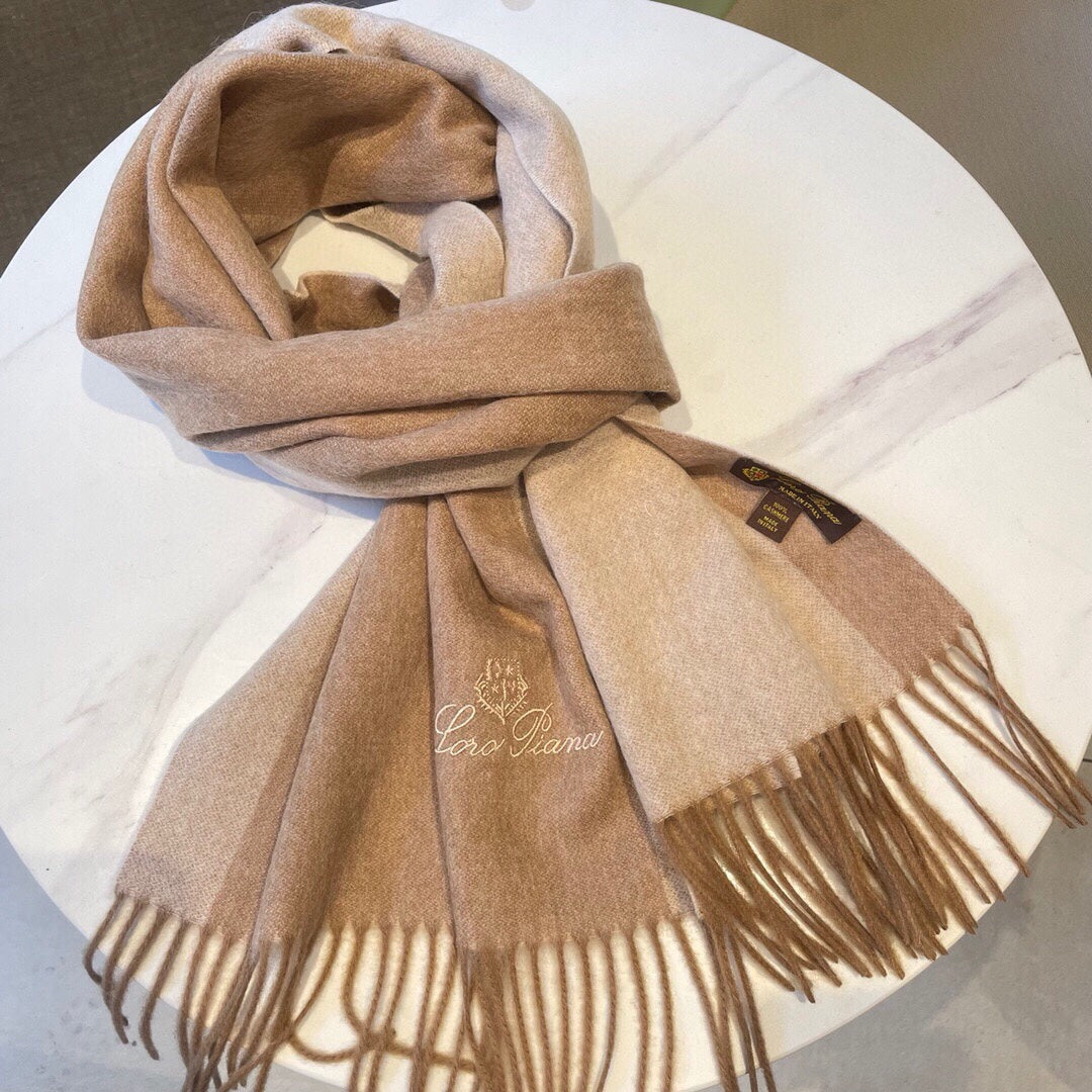 LP Grande Unita Scarf 180 CM In Dark Beige Mix Light Beige Cashmere 193785