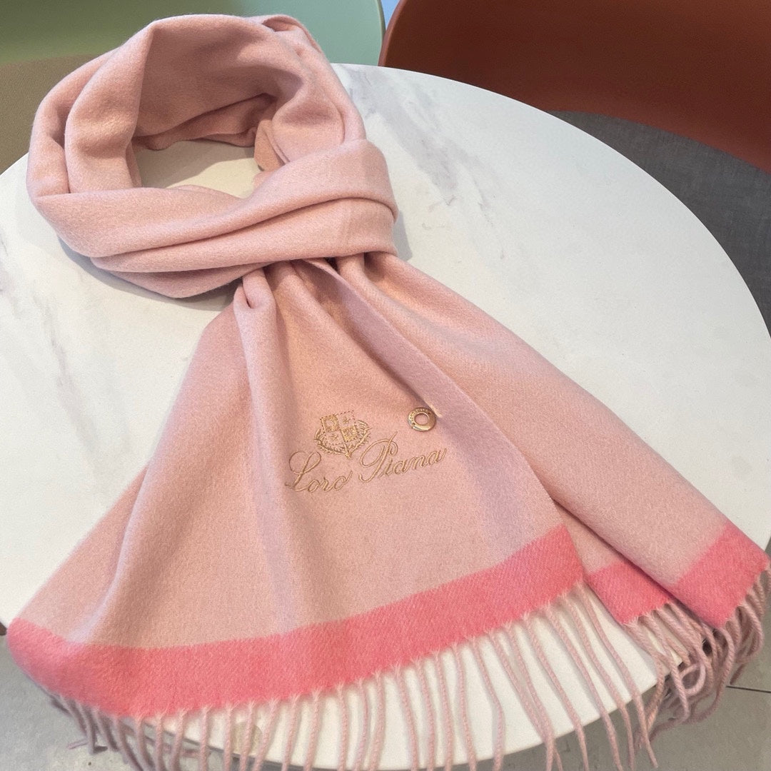 LP Grande Unita Scarf 180 CM In Light Pink With Coral Pink Cashmere 105244