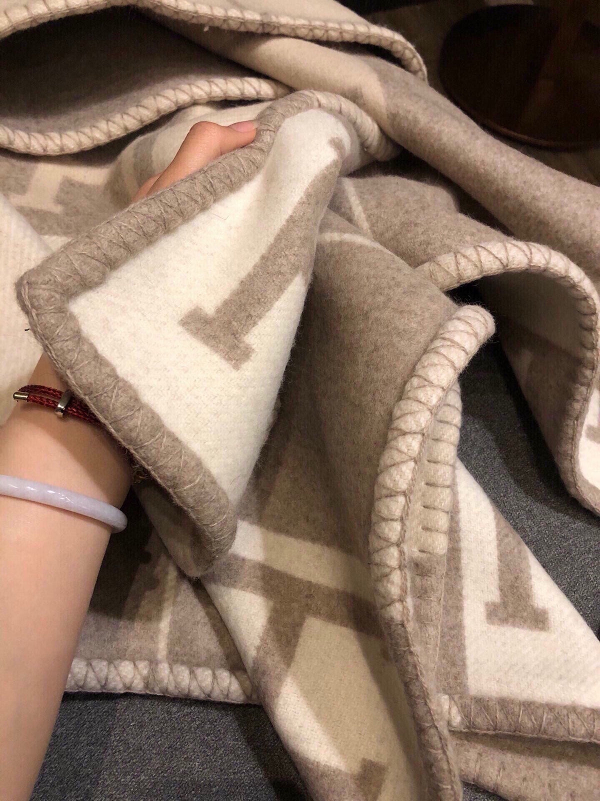 HM Blanket Beige White Wool Cashmere
