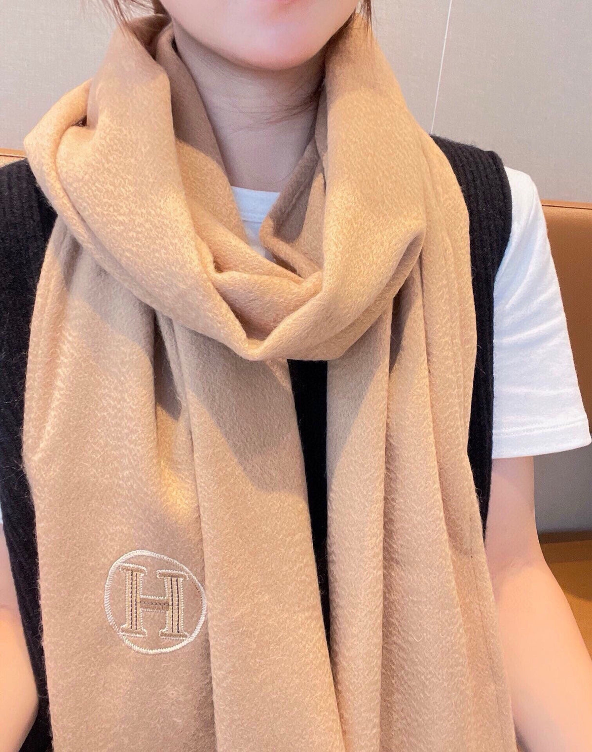 Scarf 180 CM In Pink Beige Cashmere 345957