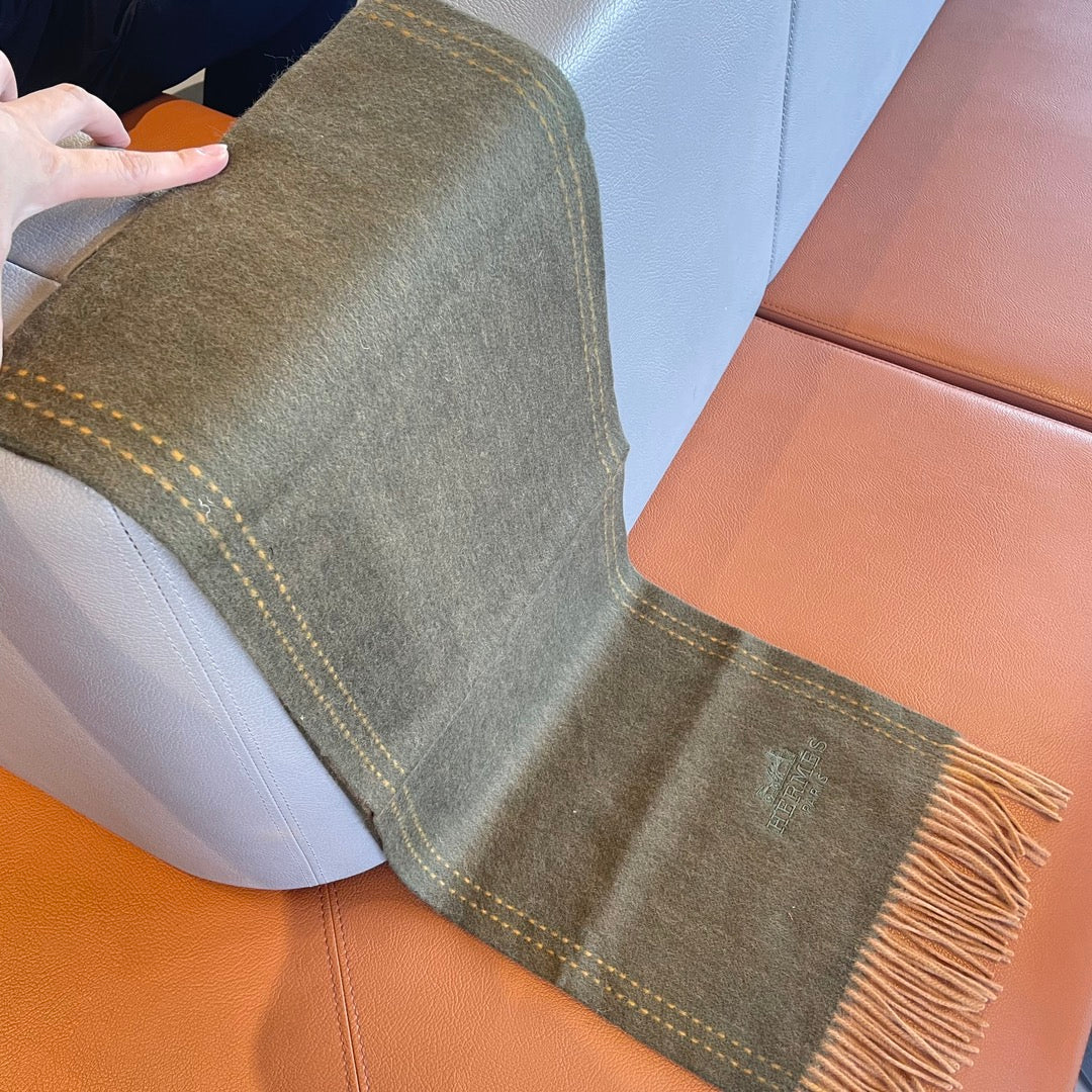 SCARF 180CM OLIVE GREEN CASHMERE