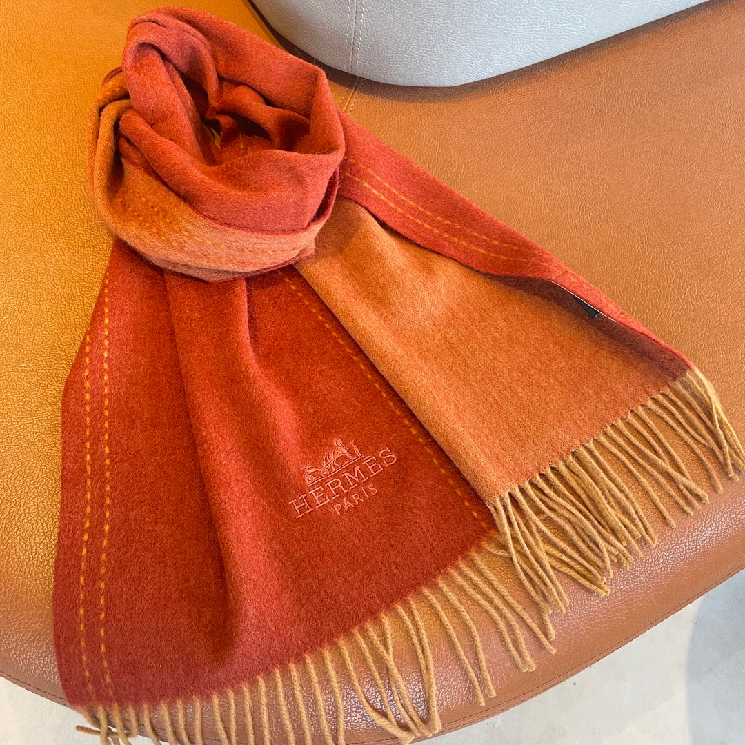 SCARF 180CM RED ORANGE CASHMERE
