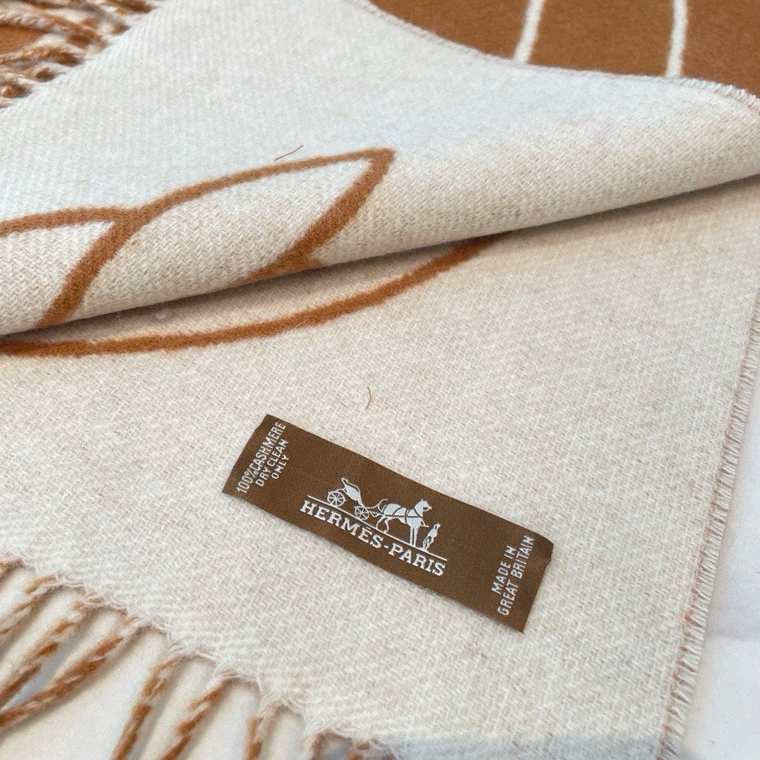 CASAQUE ENTRELACS EQUESTRES 190 CM SCARF IN COPPER BROWN CASHMERE