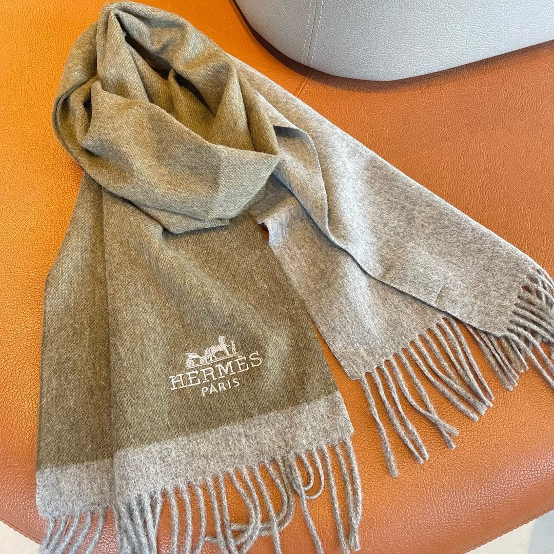 CASHMERE SCARF 180 CM ECRU BROWN