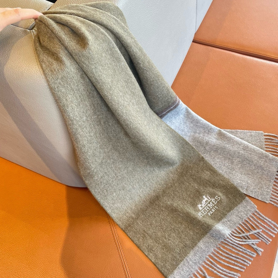 CASHMERE SCARF 180 CM ECRU BROWN