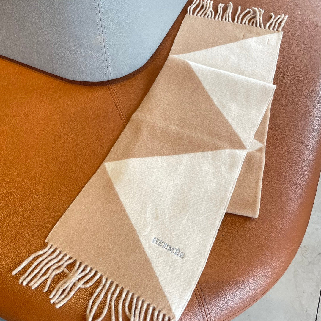 SCARF 150 CM IN LIGHT BROWN MIX WHITE CASHMERE