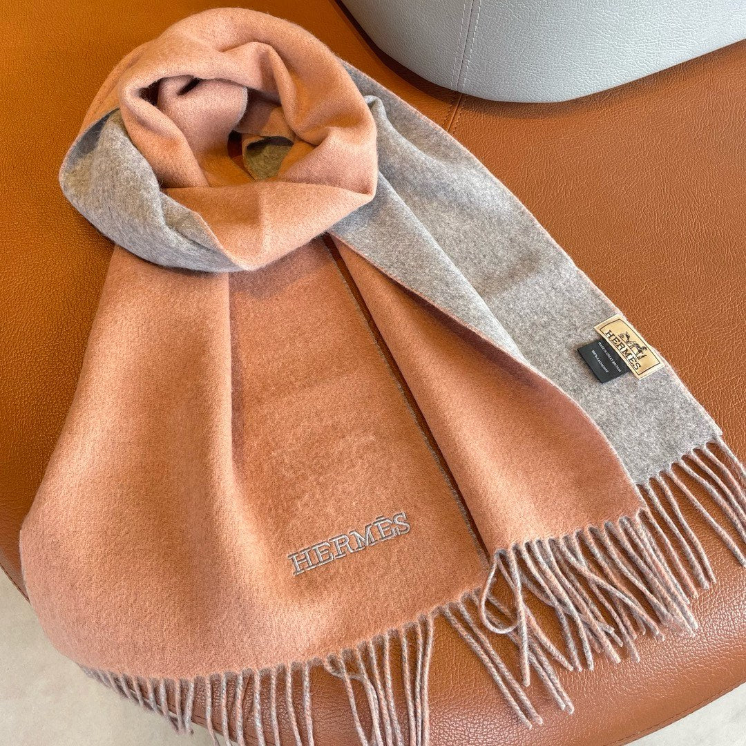 Scarf 180 CM In Pink Mix Grey Cashmere