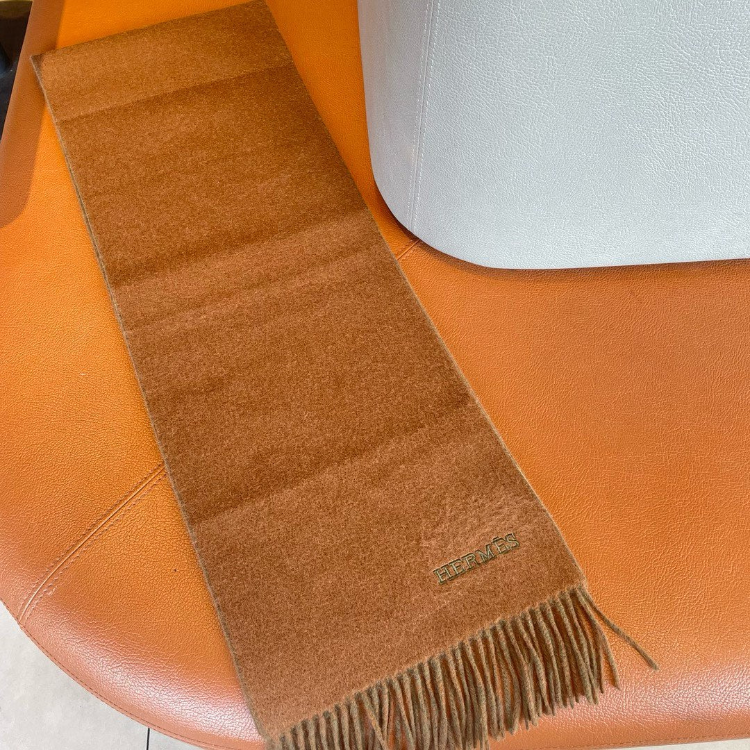 Scarf 180 CM In Brown Mix Light Moss Green Cashmere