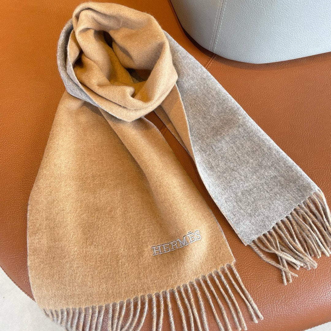 Scarf 180 CM In Beige Mix Grey Cashmere