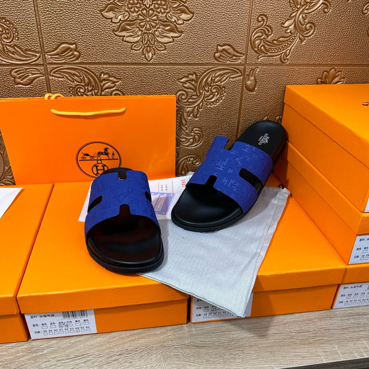 HM IZMIR SLIPPER COBALT CALFSKIN