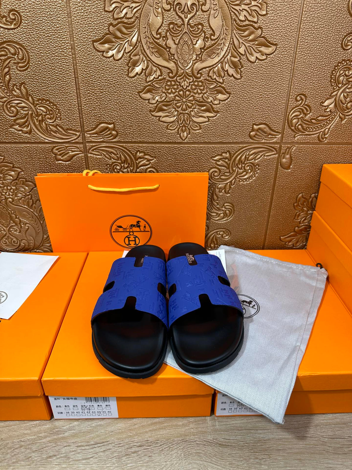 HM IZMIR SLIPPER COBALT CALFSKIN