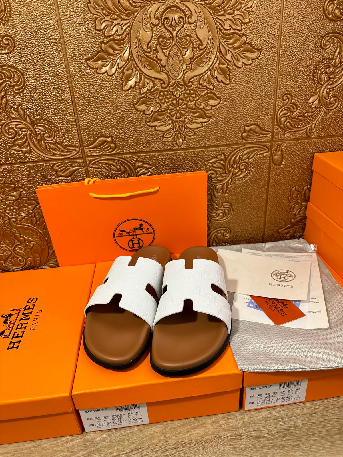 HM IZMIR SLIPPER WHITE CALFSKIN