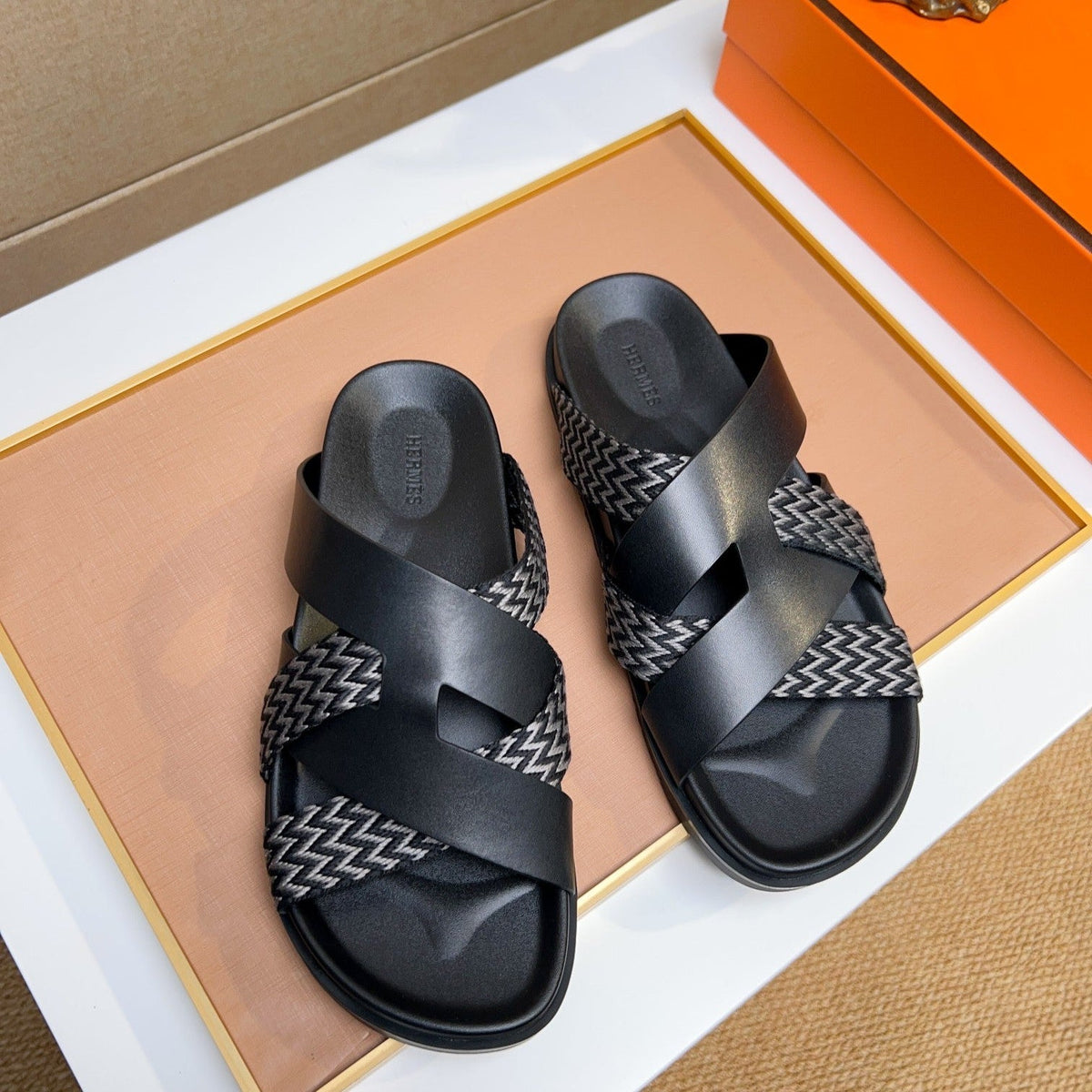 HM Men's Kazimir Sandals Black Calfskin 735744