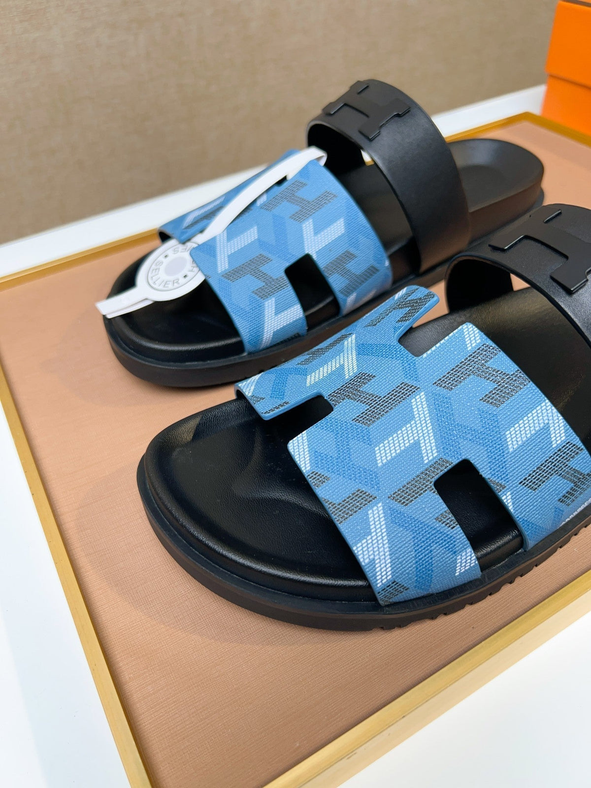 HM Men's Chypre Slide Blue Calfskin 748424