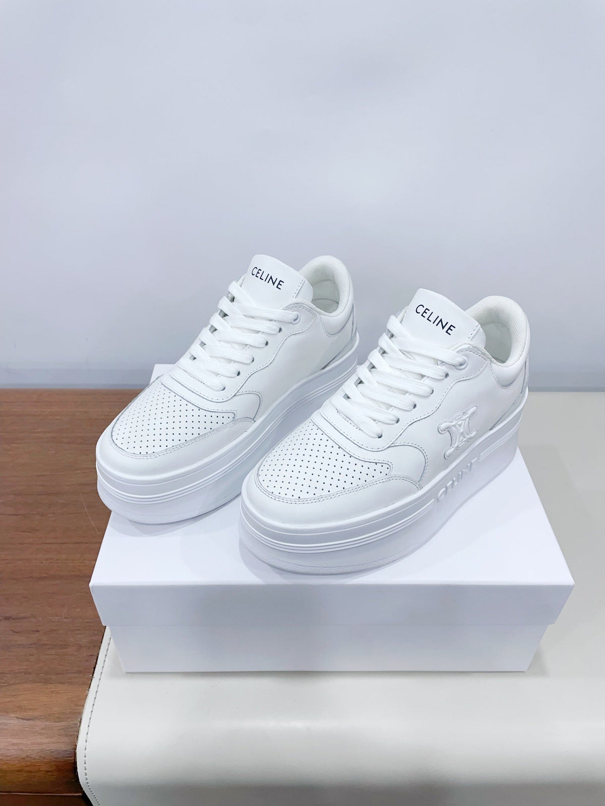 CELINE 25C Block Sneaker White Calfskin 231997