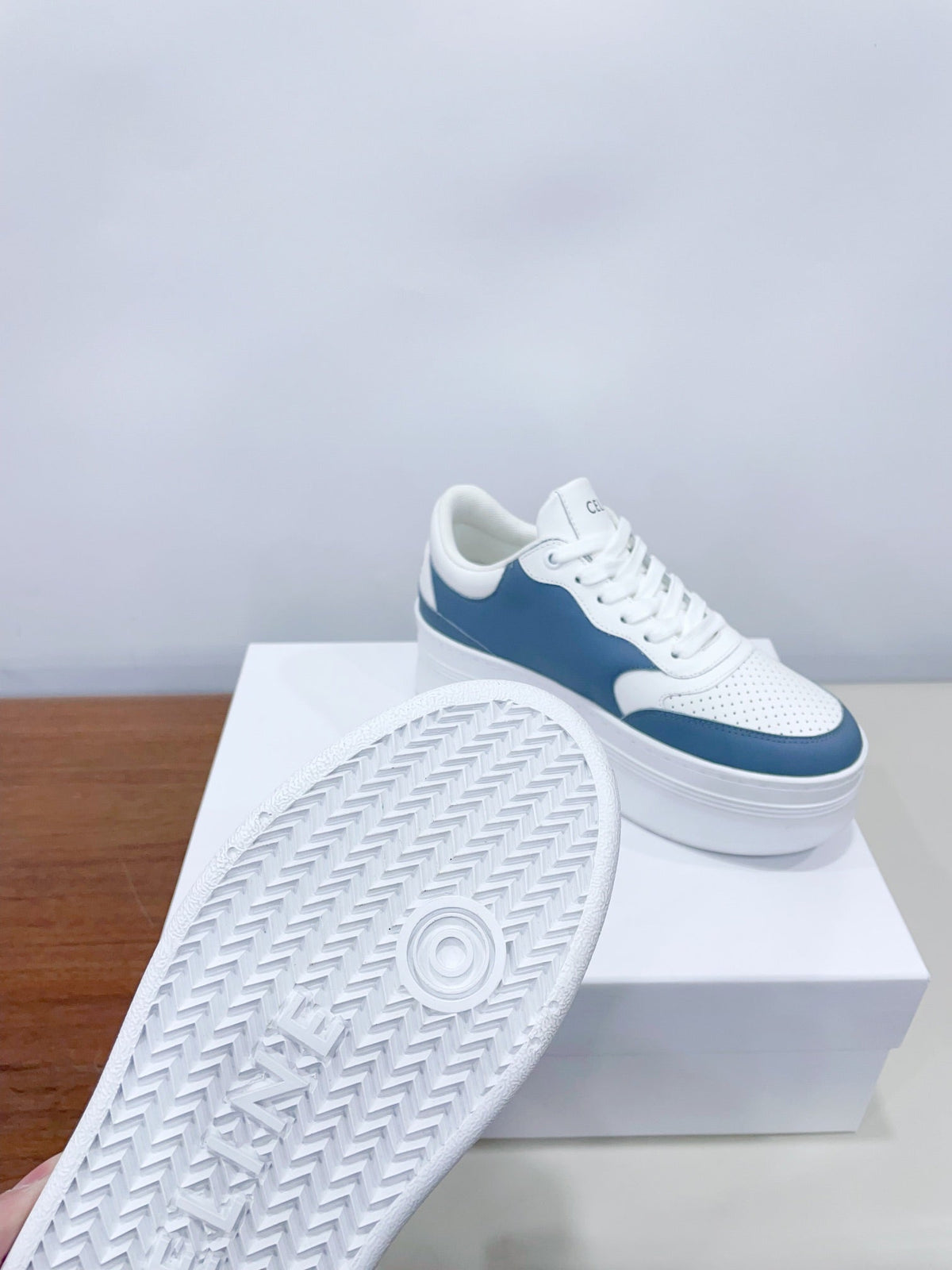 CELINE 25C Block Sneaker Blue mix White Calfskin 231999