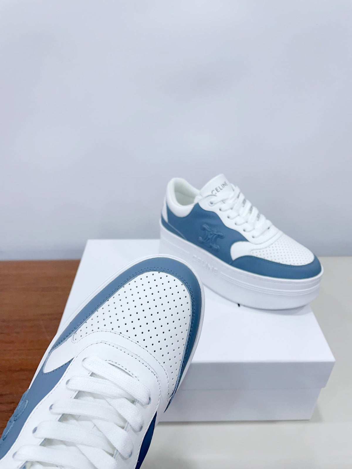 CELINE 25C Block Sneaker Blue mix White Calfskin 231999