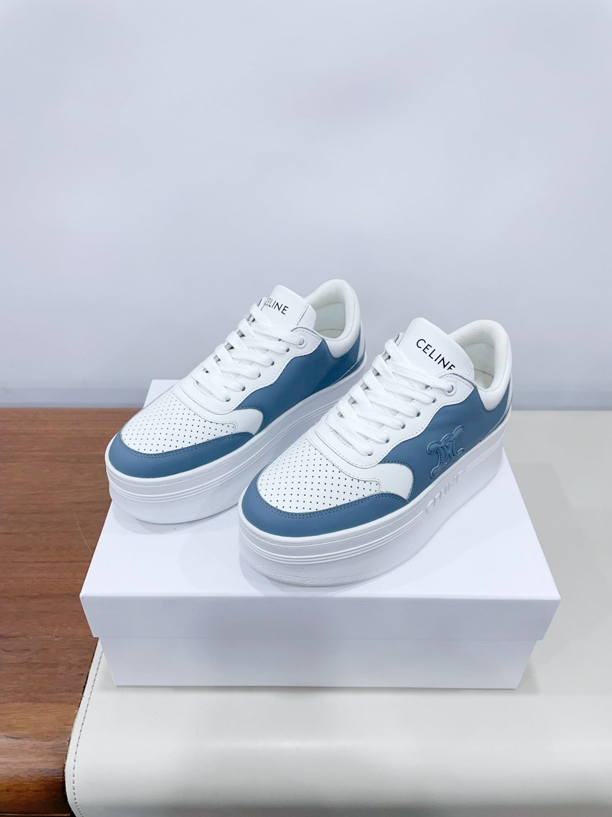 CELINE 25C Block Sneaker Blue mix White Calfskin 231999