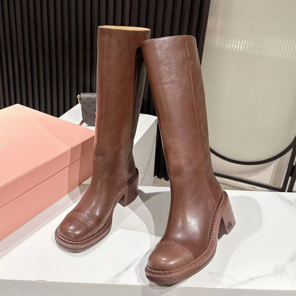 Miu Miu 2026 High Boot 50mm Brown Calfskin 621333