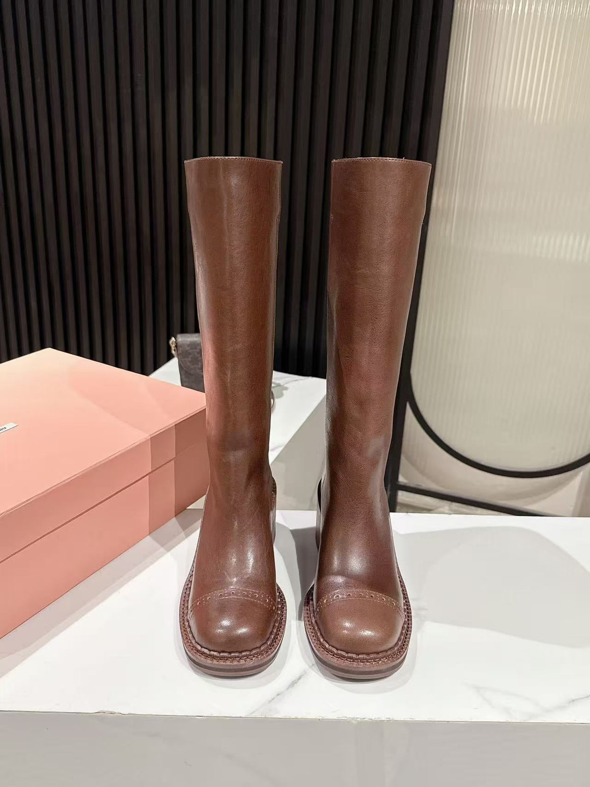 Miu Miu 2026 High Boot 50mm Brown Calfskin 621333