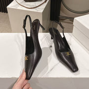 Celine 26 Slingback Pumps Triomphe Logo 65mm Leather 775158