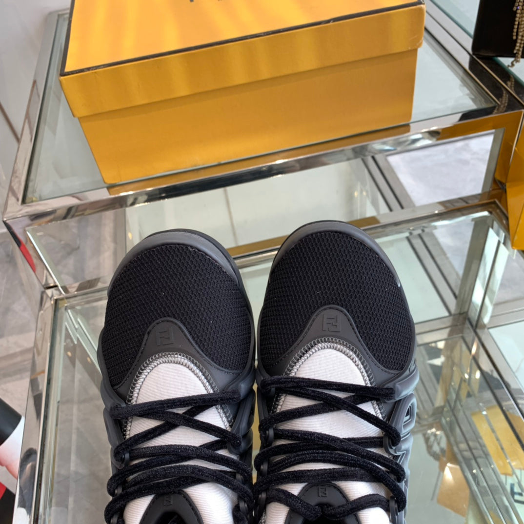 FENDI TAG SNEAKER IN BLACK MESH AND RUBBER
