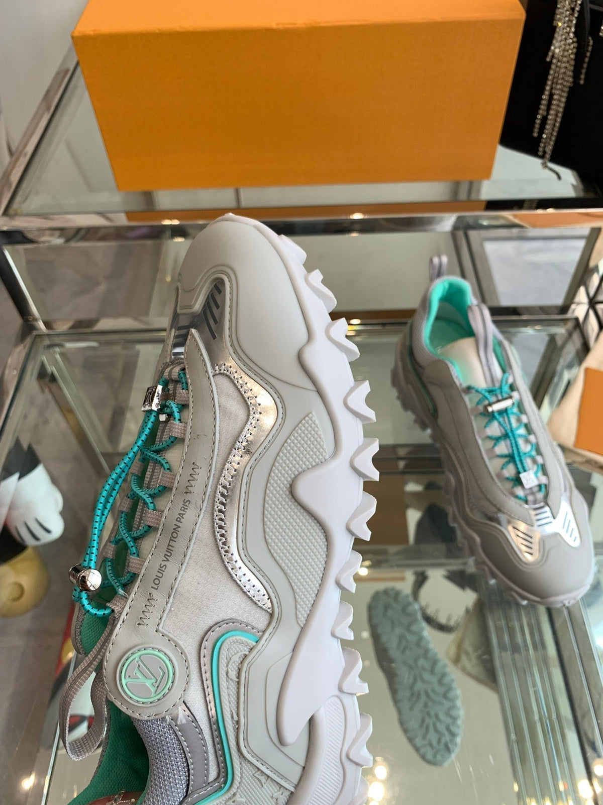 LV Rush Sneaker 40mm Grey Turquoise Cowhide