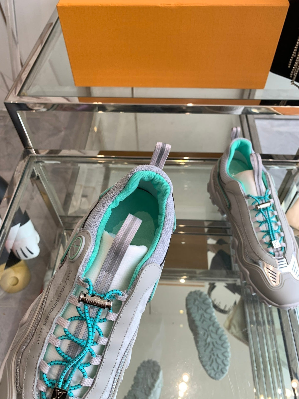 LV Rush Sneaker 40mm Grey Turquoise Cowhide