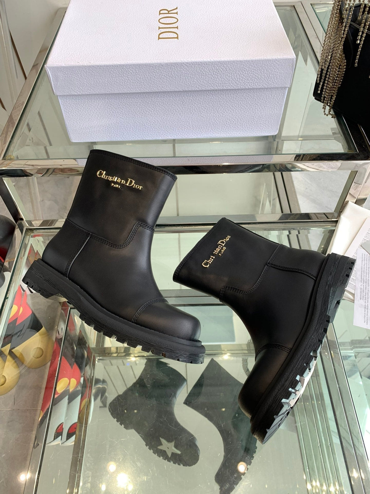 CD Ankle Boot Plain Black Calfskin