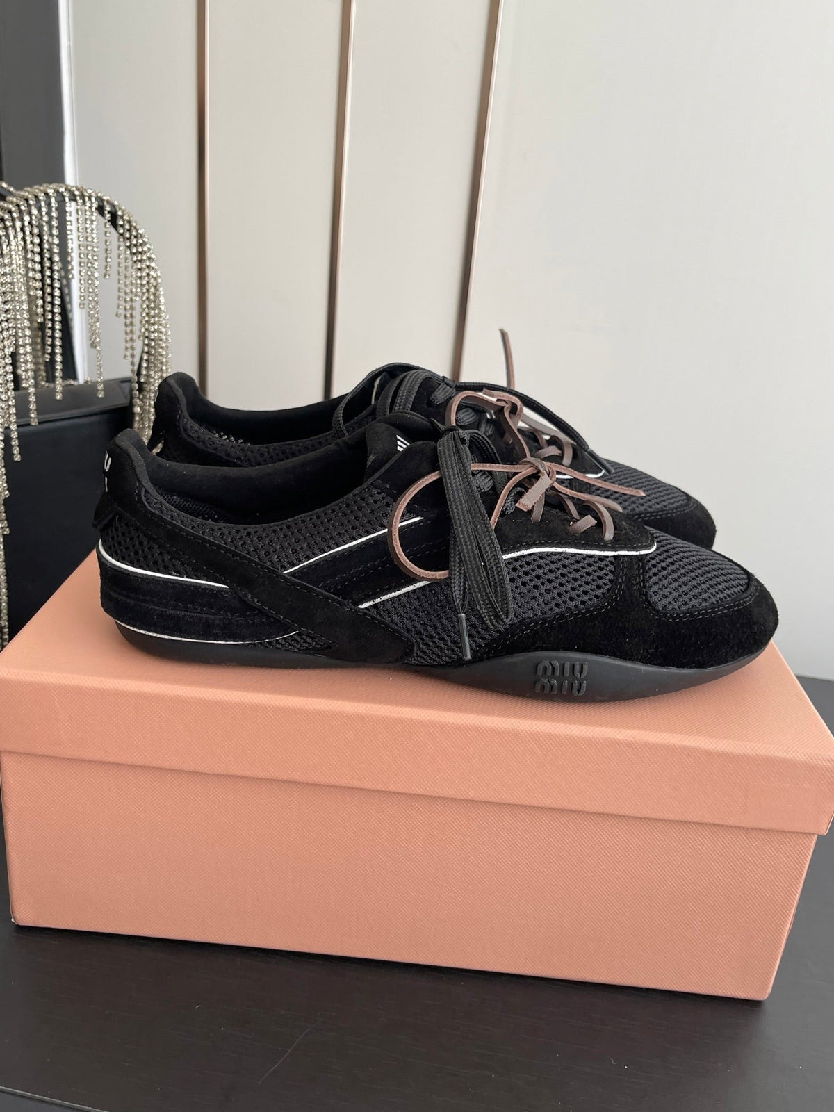 MIU 26 Casual Sneaker Black Fabric Suede 631628