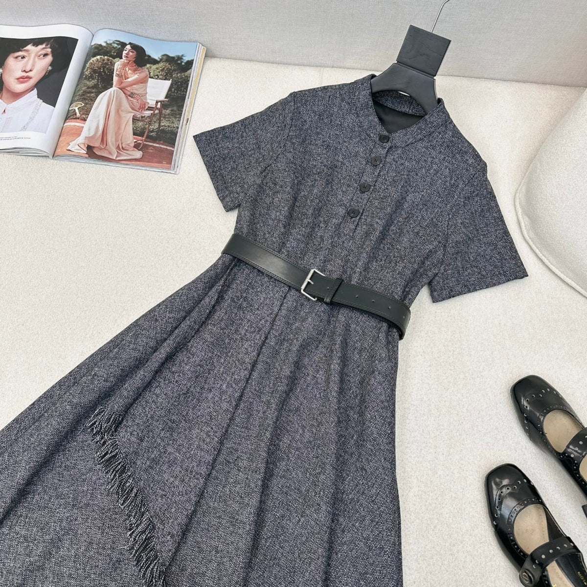 CD 25 Flared Skirt Gray Cotton Wool 599036