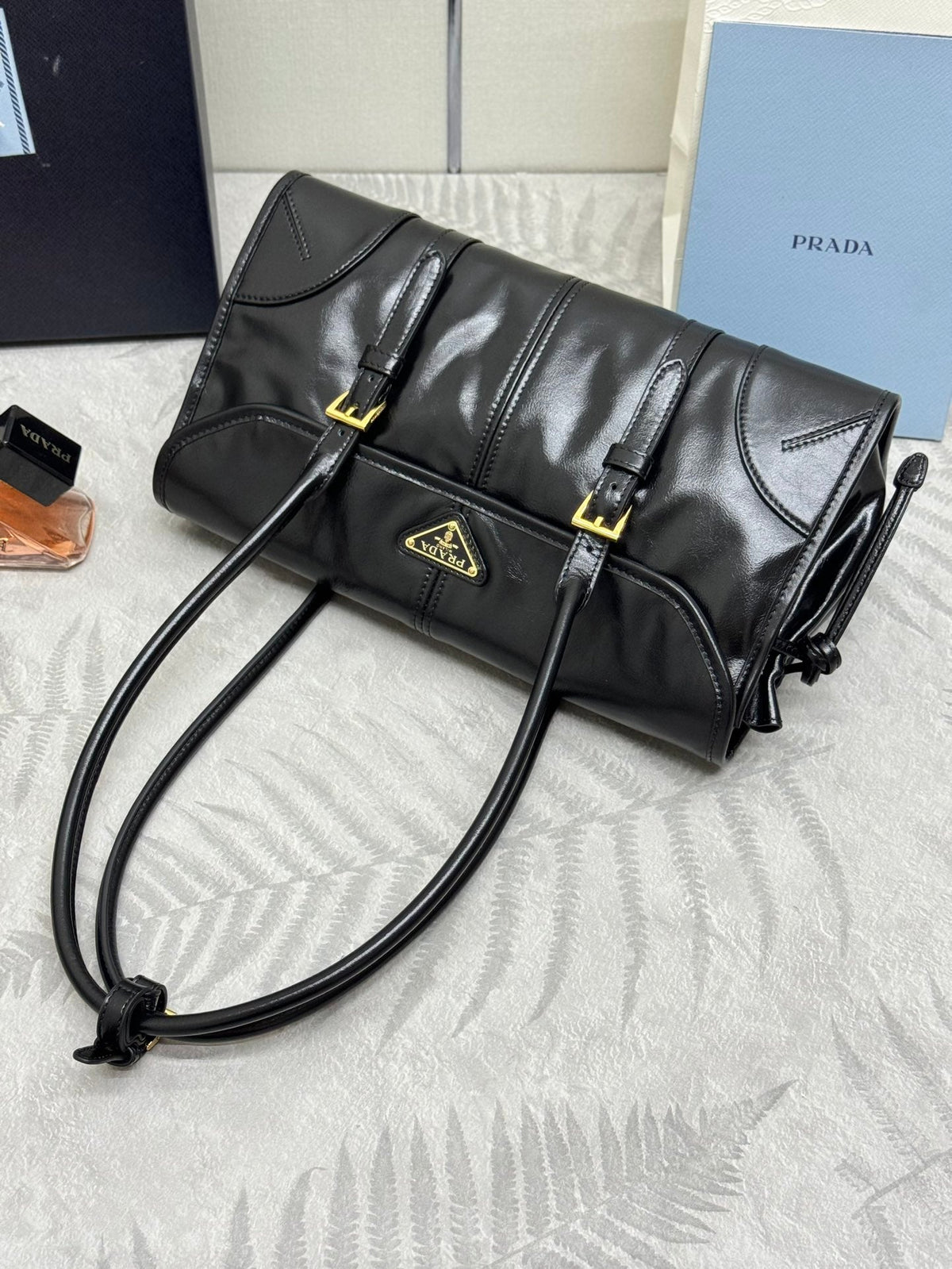 Prada 2026 Shoulder Bag 31cm Black Leather 345568