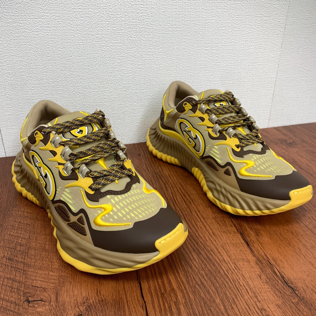GG Men's Ripple Sneaker Brown Yellow Mesh 536992